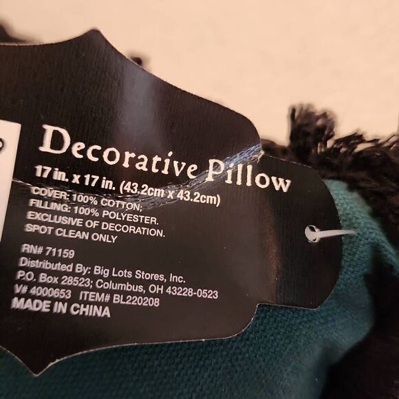 Dark Enchantment Decorative Pillow Dark Green with Silver Graphics 17" X 17" - Picture 7 of 9